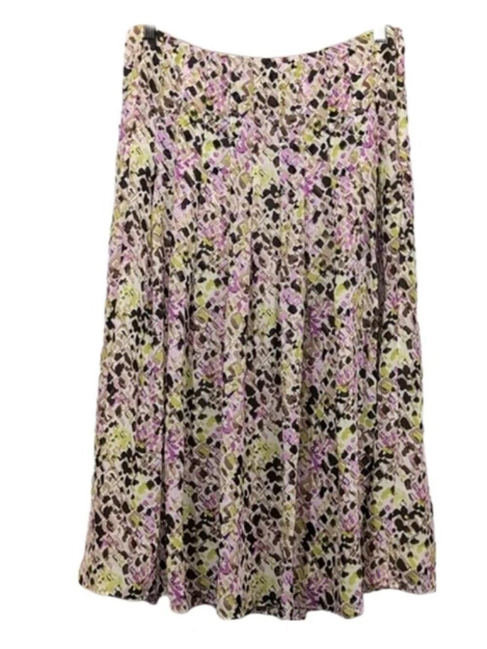Liz Claiborne Midi Skirt Womens Size 8 Green Pink Pleated Flowy Sheer A-line